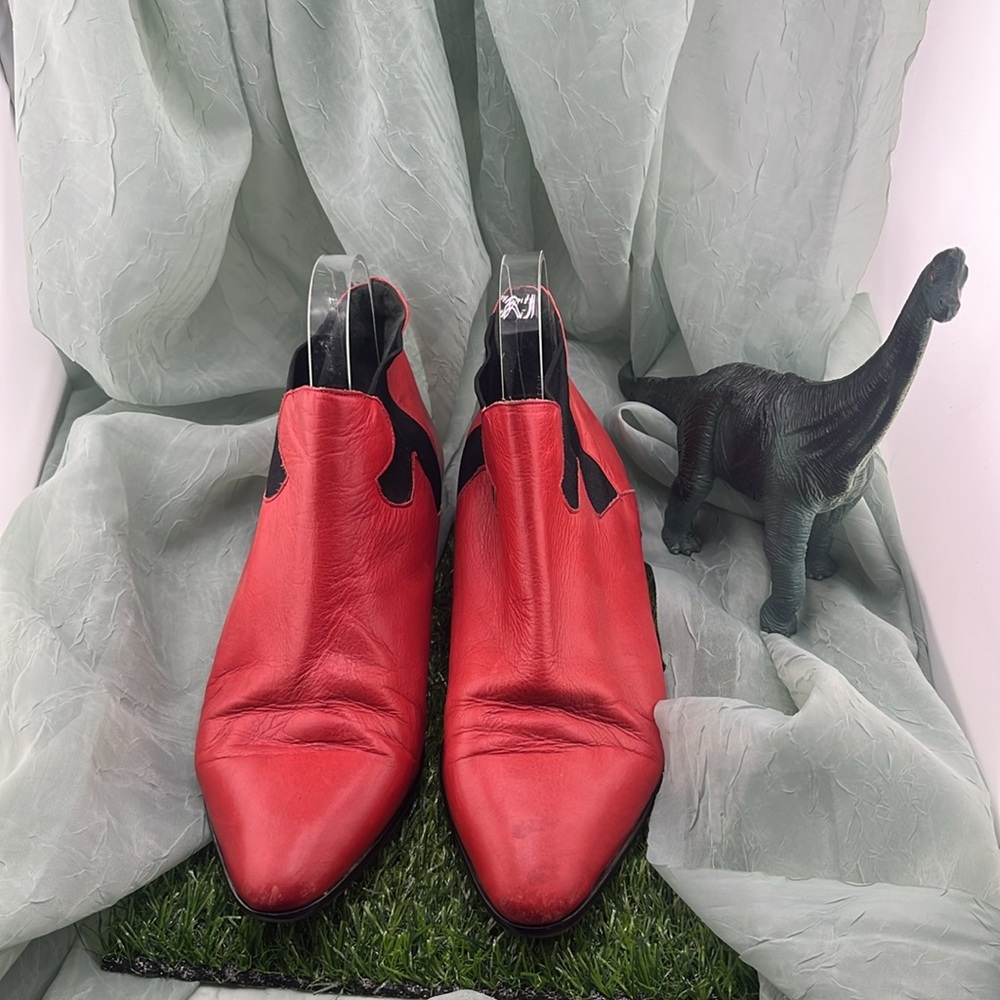Vintage Silvano for Nilo Red Leather Ankle Boots | Women’s 7B - Picture 3 of 14